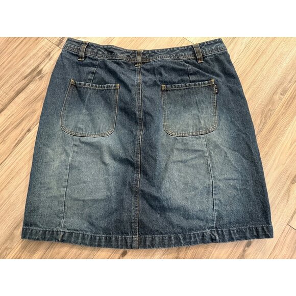 Route 66 Womens Denim Stretch Skirt 14 Dark Blue Jean Knee-Length Y2K Festival - Picture 2 of 7